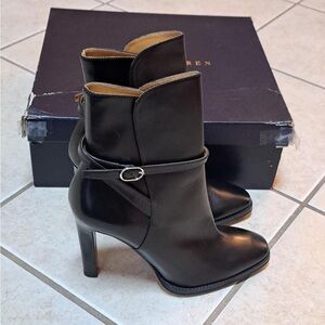 Ralph Lauren Purple Label Ankle Boots in Black Luxurious Calf Leather